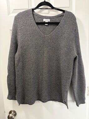 Calvin Klein Charcoal Ribbed V-Neck Sweater